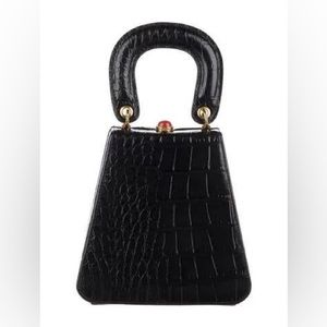 STAUD ‘Kenny’ Croc-Embossed Calf Top Handle Bag